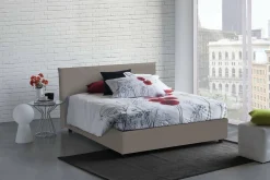Lit double Dacost, Lit coffre avec revêtement en similcuir, Ouverture frontale, adapté pour matelas 140x190 cm, Taupe>Talamo Italia Best
