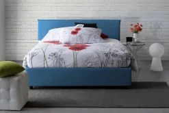 Talamo Italia Lit double Dangel, Lit coffre avec revêtement en tissu, Ouverture frontale, adapté pour matelas 160x200 cm, Bleu* Lit Coffre