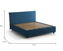 Talamo Italia Lit double Dangel, Lit coffre avec revêtement en tissu, Ouverture frontale, adapté pour matelas 160x200 cm, Bleu* Lit Coffre