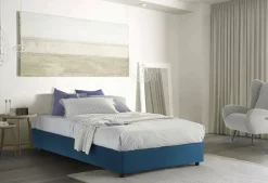 Talamo Italia Lit double Dbamb, Lit coffre avec revêtement en tissu, Ouverture frontale, avec matelas 120x190 cm inclus, Bleu* Lit Coffre