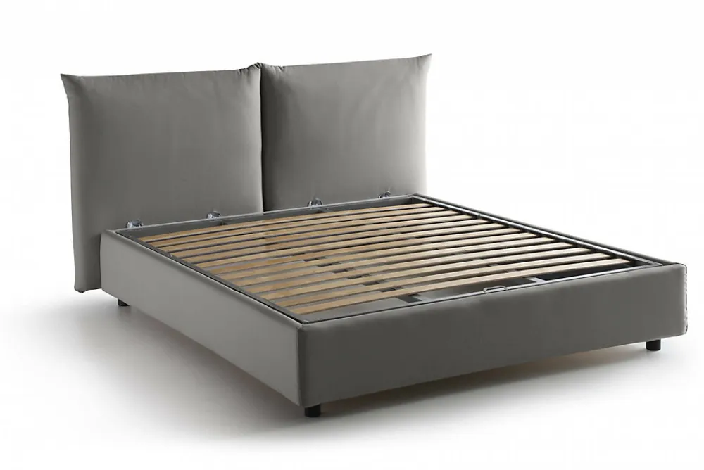Lit double Dbrunor, Lit coffre avec revêtement en tissu, Ouverture frontale, avec matelas 160x200 cm inclus, Gris>Talamo Italia Hot