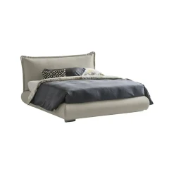Lit double Dfecci, Lit coffre avec revêtement et tête de lit en tissu, Ouverture frontale, adapté pour matelas 160x190 cm, Beige>Talamo Italia New