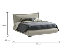Lit double Dfecci, Lit coffre avec revêtement et tête de lit en tissu, Ouverture frontale, adapté pour matelas 160x190 cm, Beige><noscript><img width=