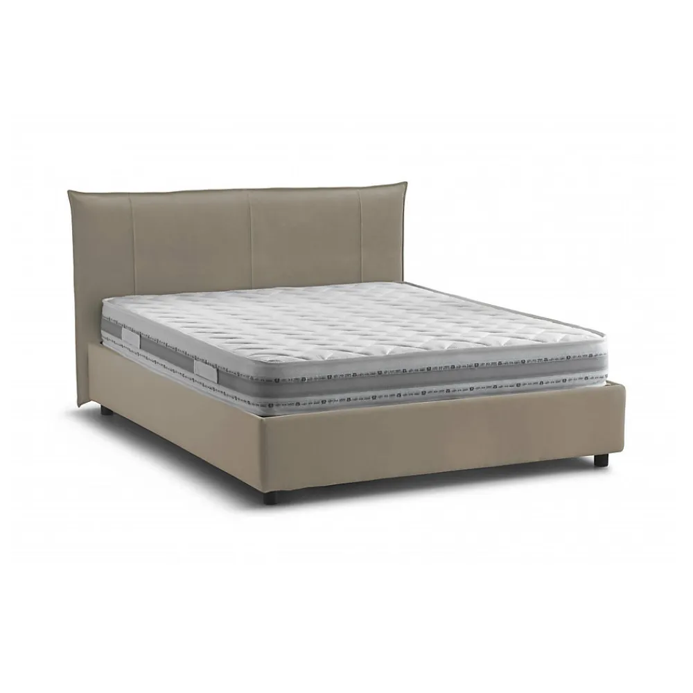 Lit double Dfecci, Lit coffre avec revêtement en tissu, Ouverture frontale, avec matelas 160x200 cm inclus, Taupe>Talamo Italia Best