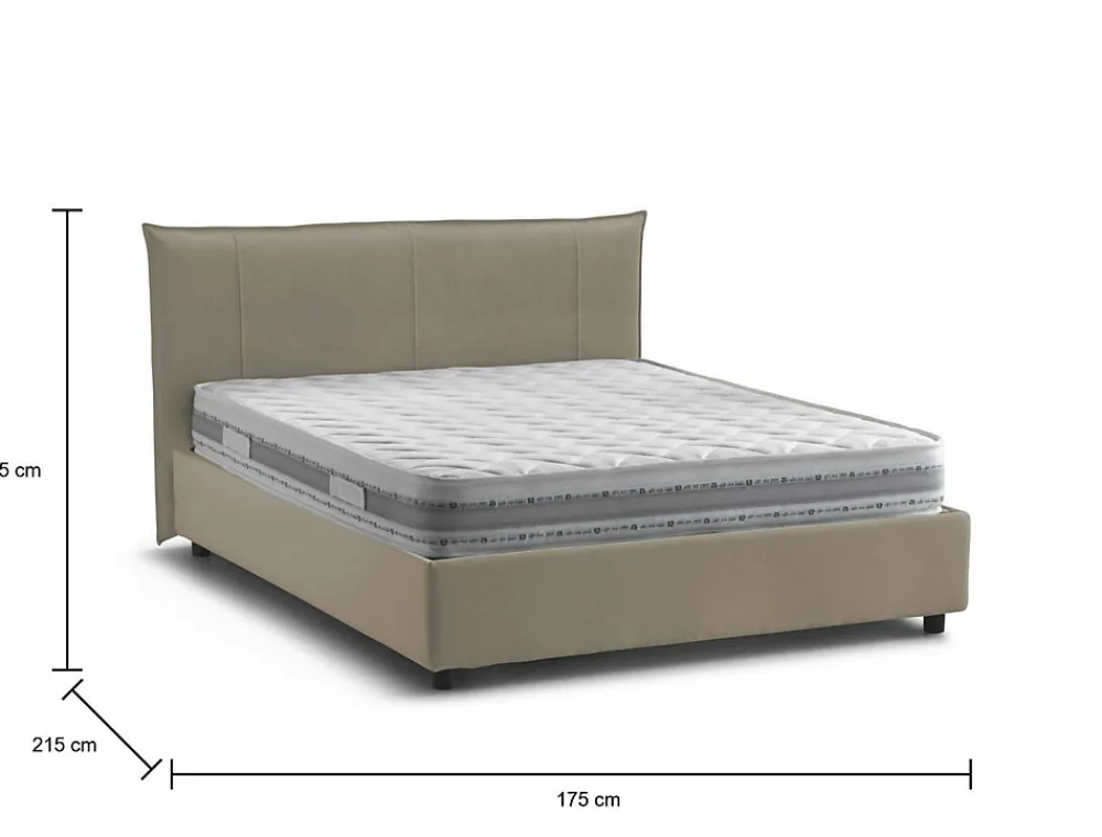 Lit double Dfecci, Lit coffre avec revêtement en tissu, Ouverture frontale, avec matelas 160x200 cm inclus, Taupe>Talamo Italia Best
