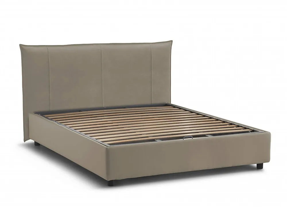 Lit double Dfecci, Lit coffre avec revêtement en tissu, Ouverture frontale, avec matelas 160x200 cm inclus, Taupe>Talamo Italia Best