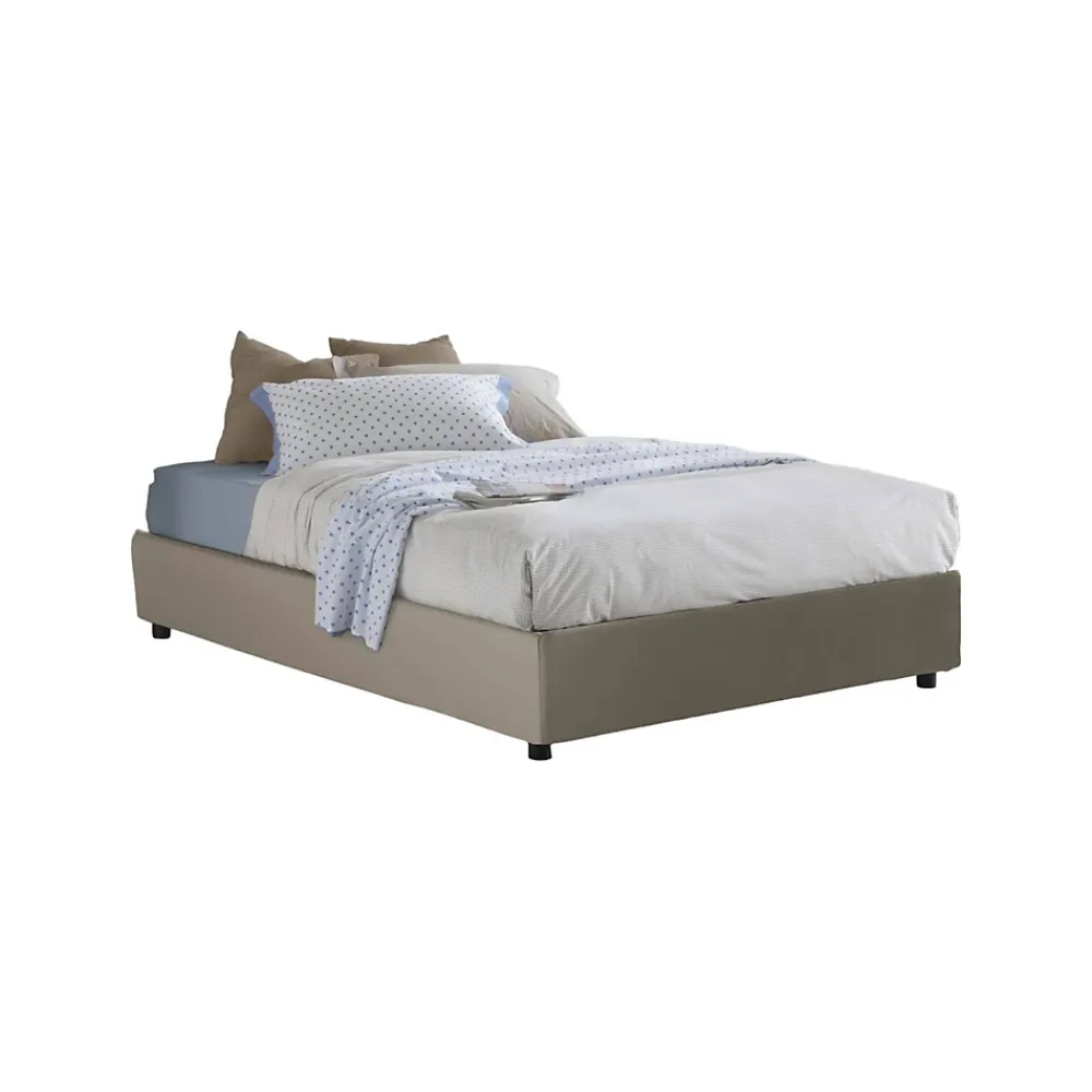 Talamo Italia Lit double Dgytkj, lit coffre avec revêtement en similcuir, ouverture frontale, adapté pour matelas 120x190 cm, gris tourterelle* Lit Coffre