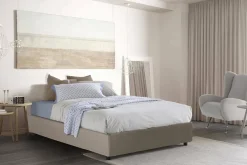 Talamo Italia Lit double Dgytkj, lit coffre avec revêtement en similcuir, ouverture frontale, adapté pour matelas 120x190 cm, gris tourterelle* Lit Coffre