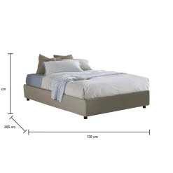 Talamo Italia Lit double Dgytkj, lit coffre avec revêtement en similcuir, ouverture frontale, adapté pour matelas 120x190 cm, gris tourterelle* Lit Coffre