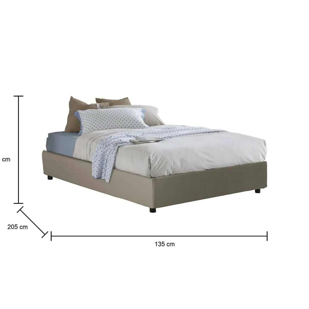 Talamo Italia Lit double Dgytkj, lit coffre avec revêtement en similcuir, ouverture frontale, adapté pour matelas 120x190 cm, gris tourterelle* Lit Coffre