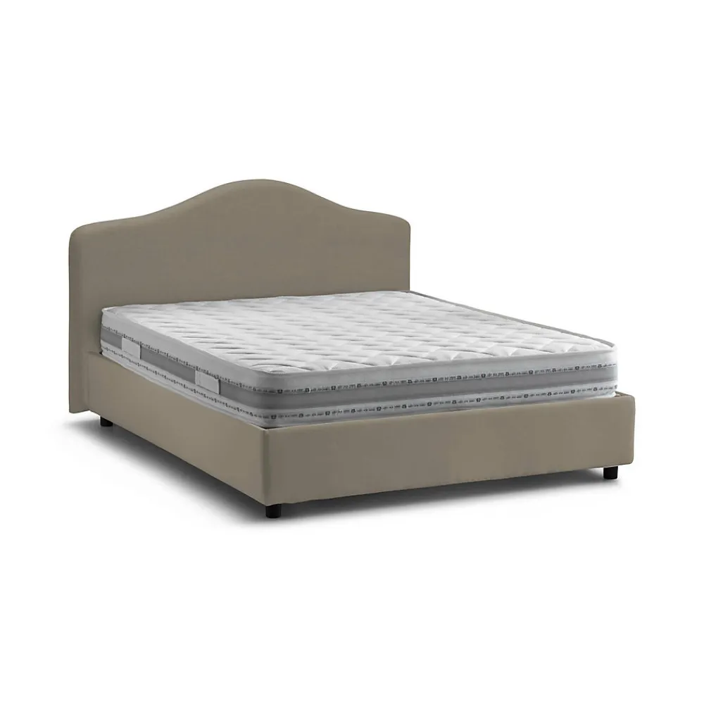 Lit double Djoci, Lit coffre avec revêtement en tissu, Ouverture frontale, avec matelas 160x200 cm inclus, Taupe>Talamo Italia Sale