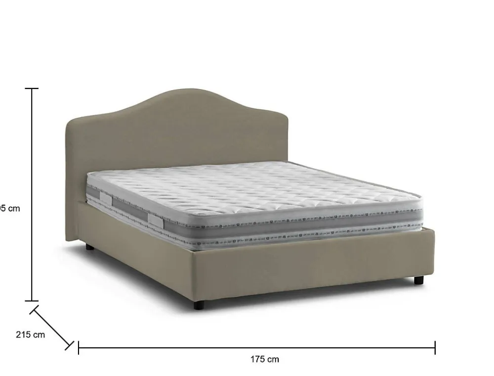 Lit double Djoci, Lit coffre avec revêtement en tissu, Ouverture frontale, avec matelas 160x200 cm inclus, Taupe>Talamo Italia Sale