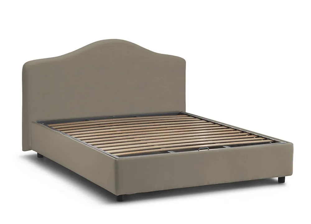 Lit double Djoci, Lit coffre avec revêtement en tissu, Ouverture frontale, avec matelas 160x200 cm inclus, Taupe>Talamo Italia Sale