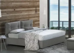 Talamo Italia Lit double Dlucid, Lit coffre avec revêtement en tissu, Ouverture frontale, avec matelas 160x200 cm inclus, Gris* Lit Coffre