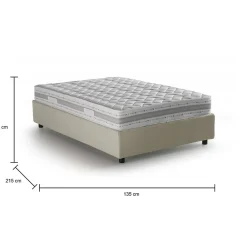 Lit double Dmalizi, Lit coffre avec revêtement en tissu, Ouverture frontale, avec matelas 120x200 cm inclus, Beige><noscript><img width=