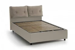 Talamo Italia Lit double Dmerol, Lit coffre avec revêtement en similcuir, Ouverture frontale, adapté pour matelas 160x200 cm, gris tourterelle* Lit Coffre