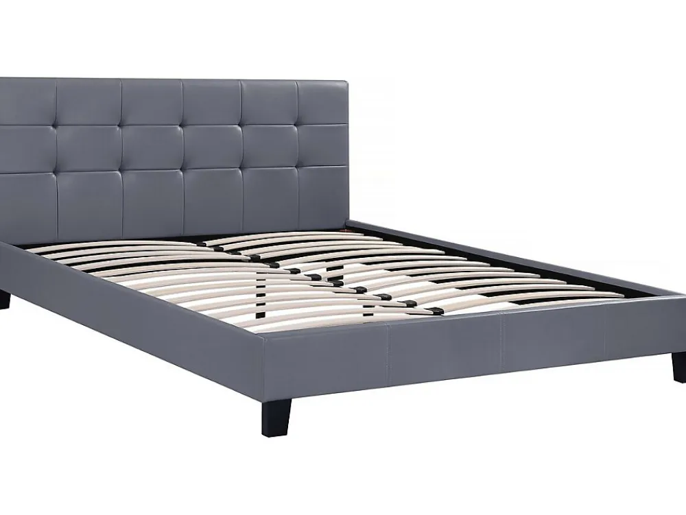 Lit double en pvc "Julia" - 160 x 200 - Gris clair>Habitat Et Jardin Sale