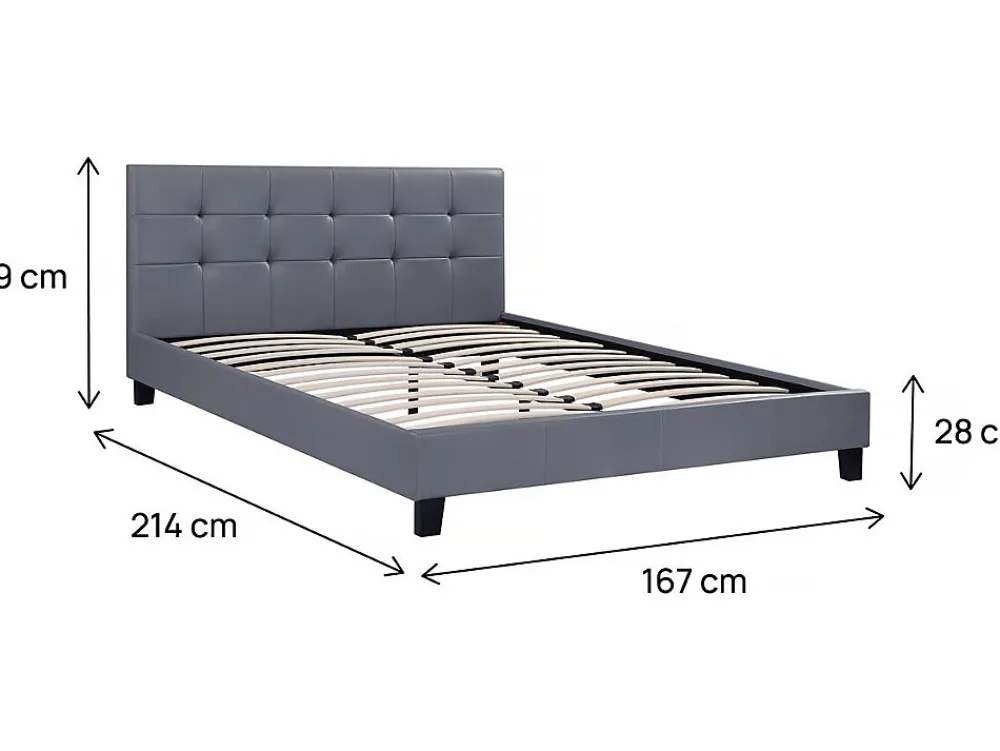 Lit double en pvc "Julia" - 160 x 200 - Gris clair>Habitat Et Jardin Sale