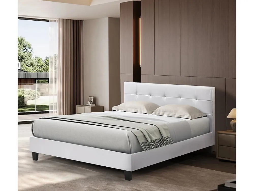 Habitat Et Jardin Lit double en pvc "Julia" - 140 x 190 cm - Blanc* Lit Double
