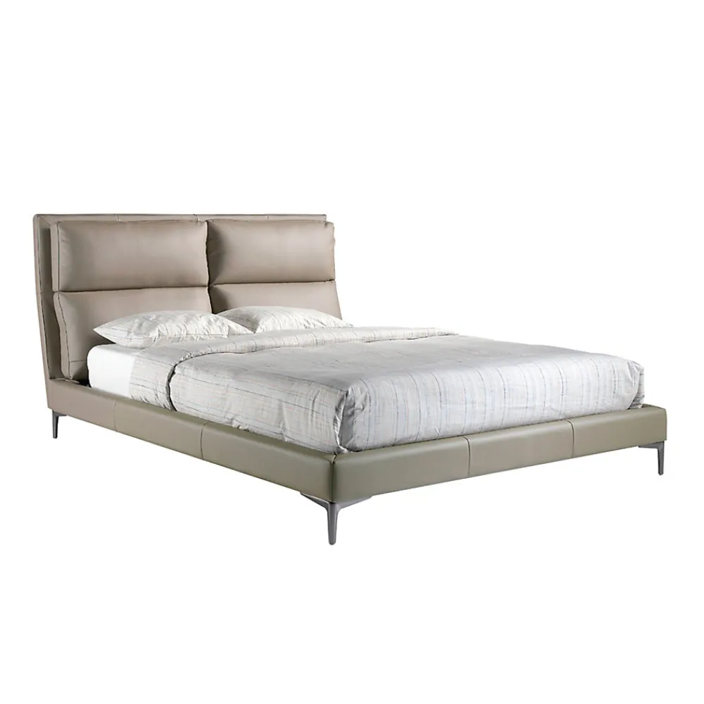 Lit double en similicuir vison avec tête de lit moderne et pieds en acier inoxydable>Angel Cerda Discount