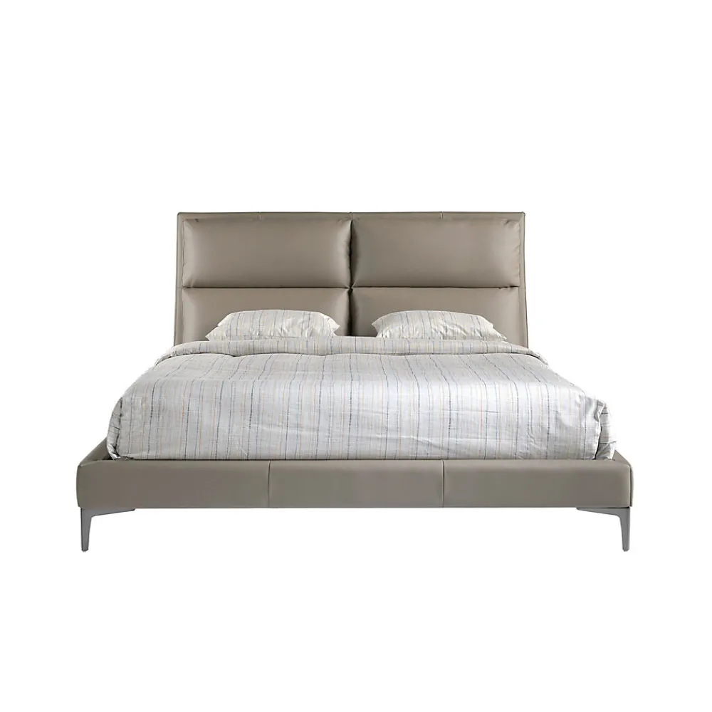 Lit double en similicuir vison avec tête de lit moderne et pieds en acier inoxydable>Angel Cerda Discount