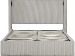 Palozi Home Lit double en velours côtelé avec coffre et lampe intégré "Cortina" 160 x 200 cm Beige* Lit Coffre