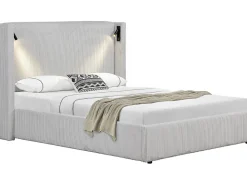 Palozi Home Lit double en velours côtelé avec coffre et lampe intégré 