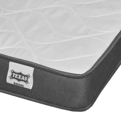 Lit double flottant tapissé - Lin gris - LED intégrée & ports USB - Sommier à lattes - 2 places 150x190 cm><noscript><img width=