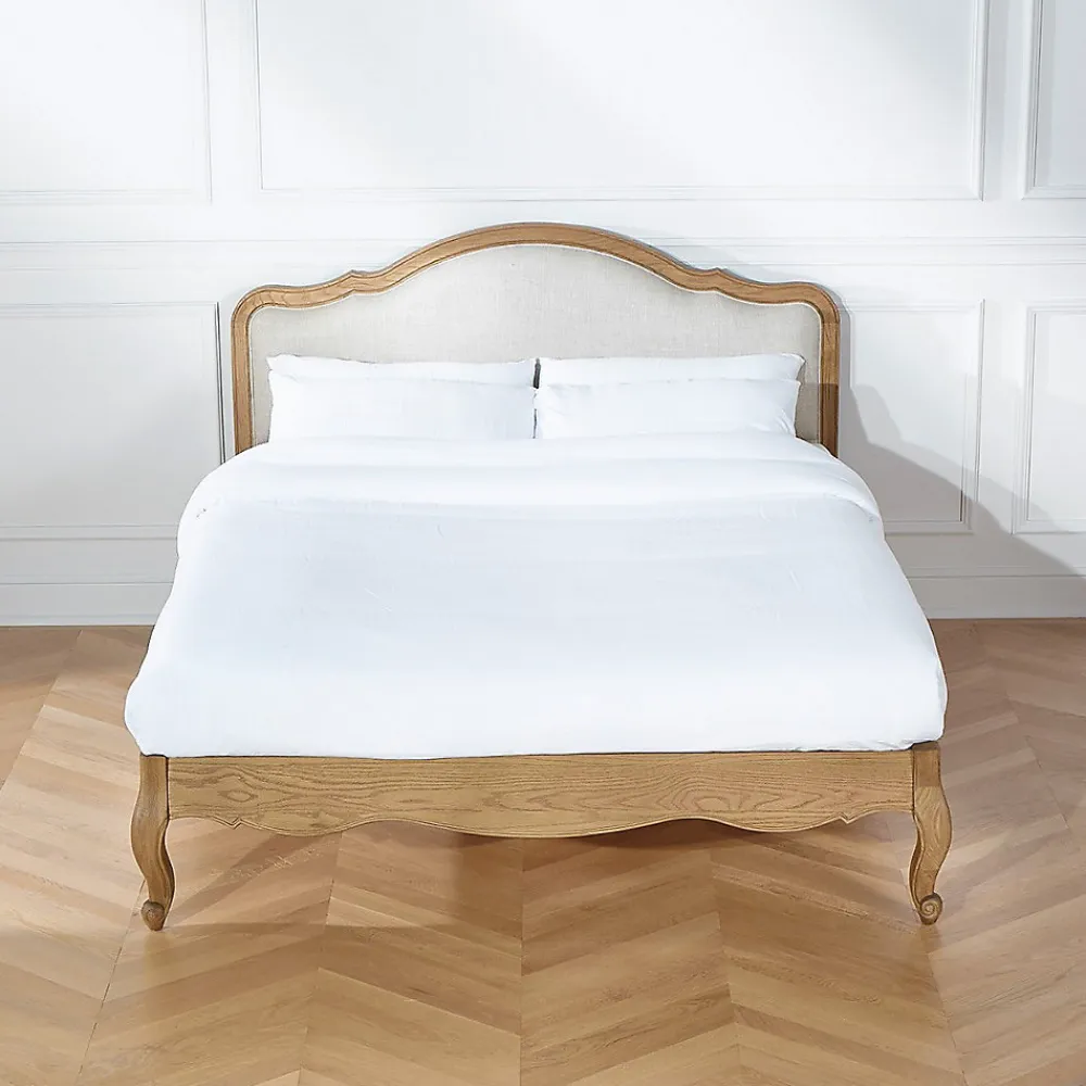 Lit double HENRY Style romantique en chêne et lin premium 140 x 190>Robin des bois Best