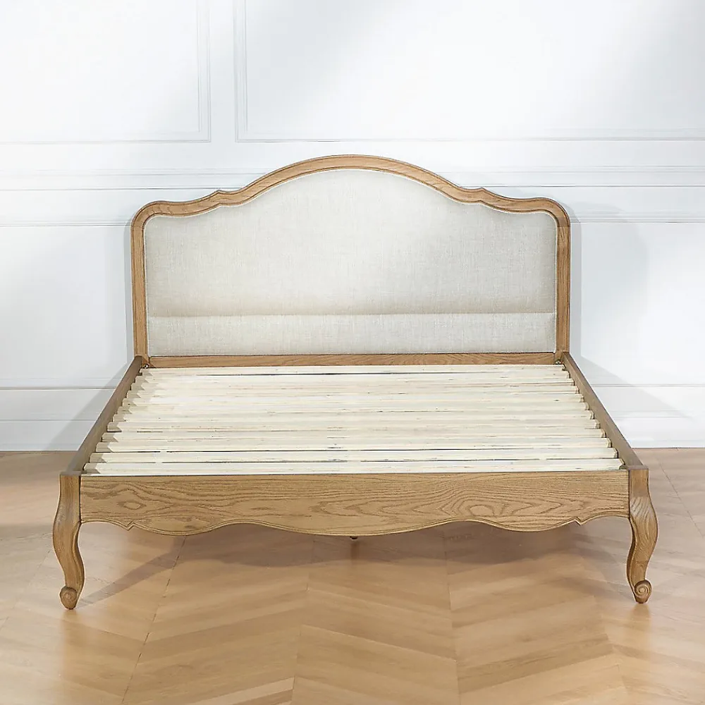 Lit double HENRY Style romantique en chêne et lin premium 140 x 190>Robin des bois Best