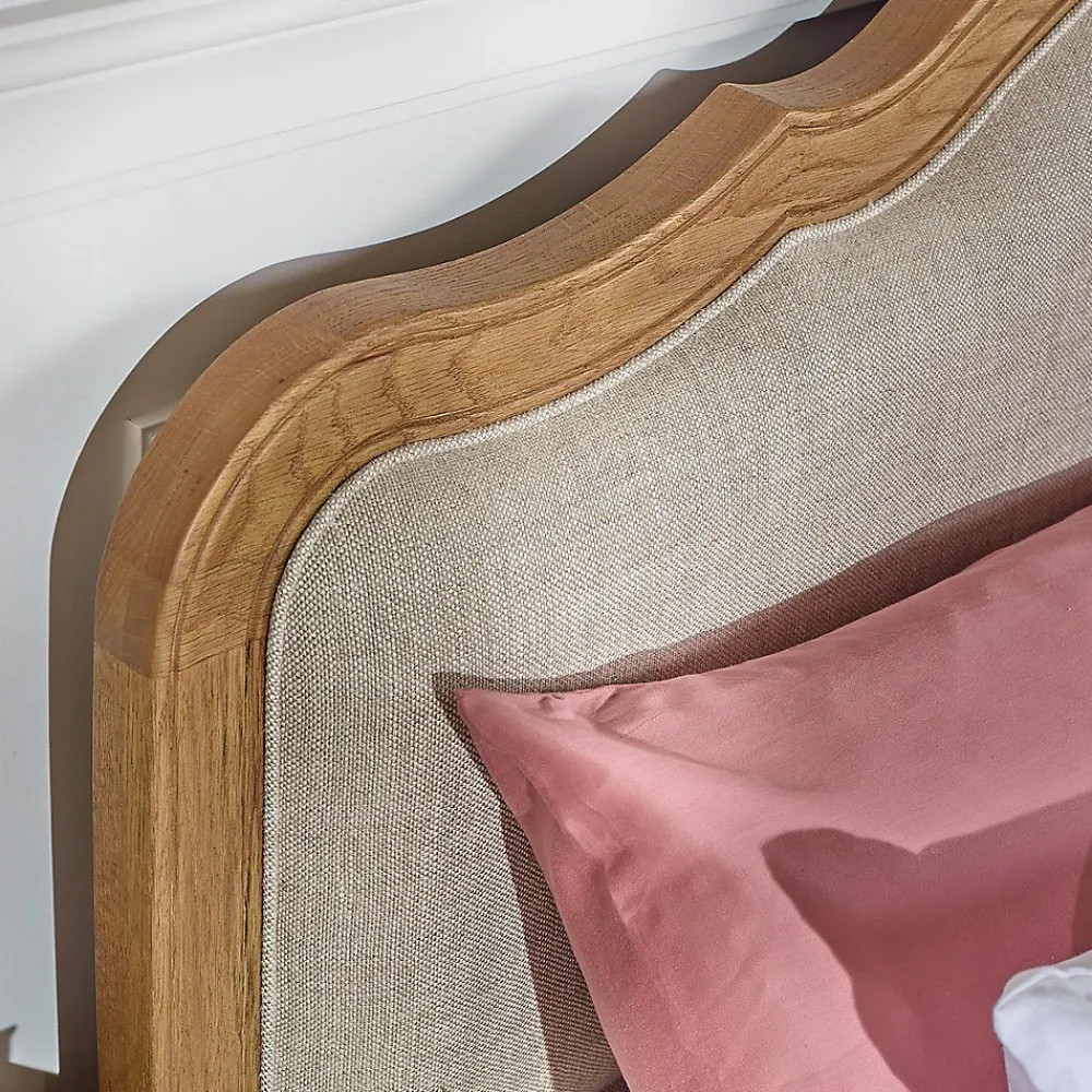 Lit double HENRY Style romantique en chêne et lin premium 140 x 190>Robin des bois Best