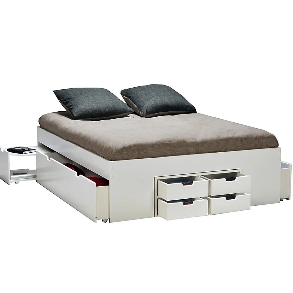 Lit double JAZZ 160x200 7 tiroirs + 2 chevets / Blanc>Weber Industries Outlet