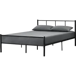 Lit double Laos Métal avec Sommier à Lattes 140 x 200 cm Noir en.casa>[En.Casa] Hot