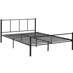 Lit double Laos Métal avec Sommier à Lattes 140 x 200 cm Noir en.casa><noscript><img width=