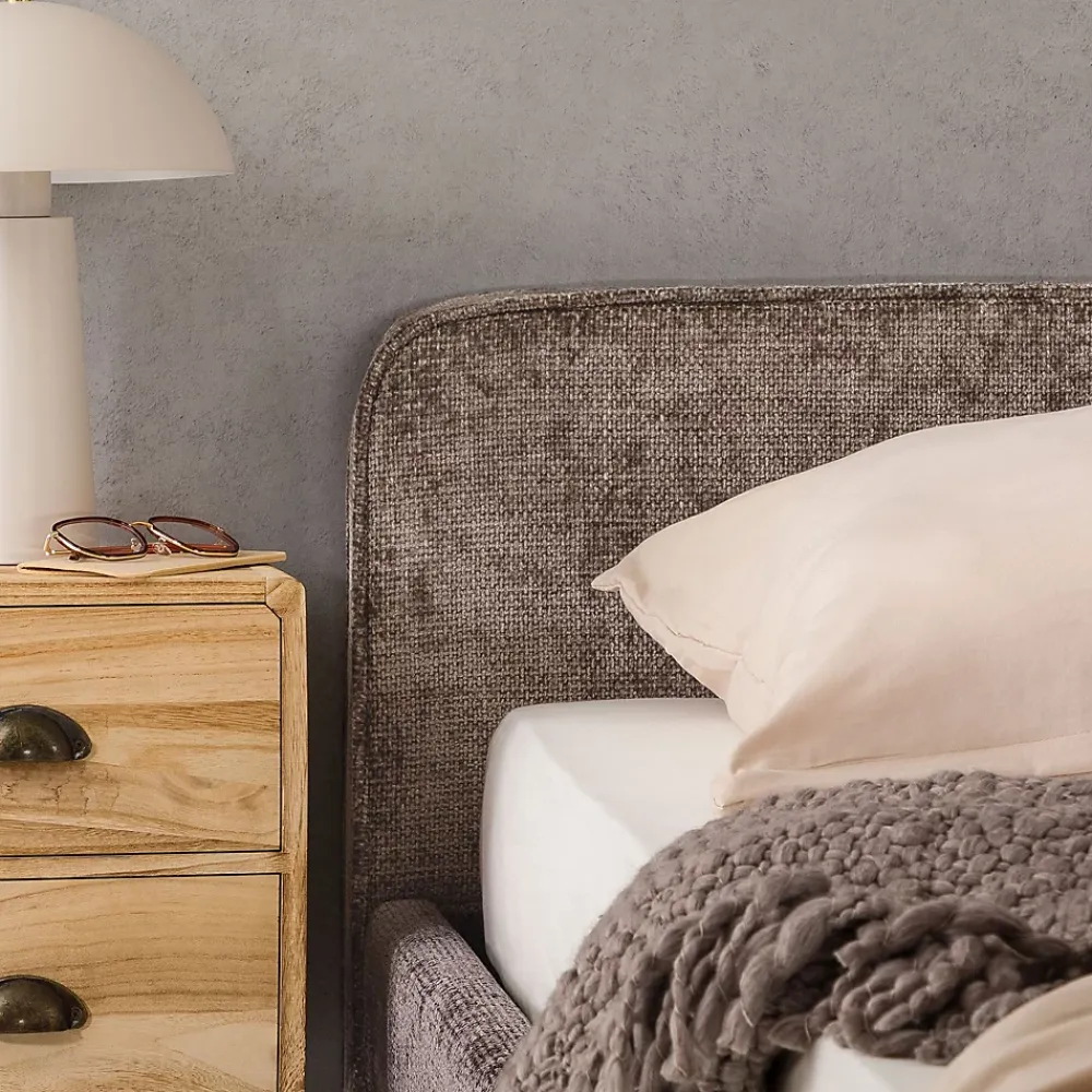 Idimex Lit double LEVERDA 140 x 190 cm, revêtement en tissu - Brun* Lit Double