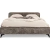 Lit double LEVERDA 140 x 190 cm, revêtement en tissu - Gris>Idimex Discount