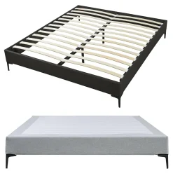 Lit double Lilla 160 x 200 cm gris clair en.casa><noscript><img width=