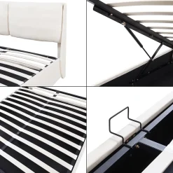 [En.Casa] Lit double Lunner 140 x 200 cm beige en.casa* Lit Coffre