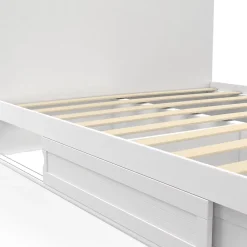 IDMarket Lit double MELSA avec rangements tête de lit et sommier 140 x 190 cm blanc* Lit Avec Rangement