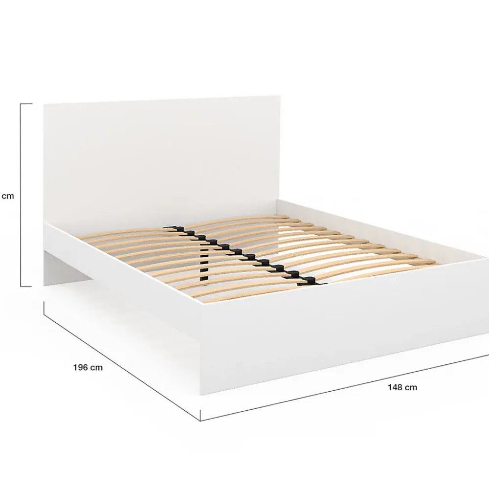 IDMarket Lit double OMAHA avec tête de lit et sommier 140 x 190 cm blanc* Lit Avec Rangement
