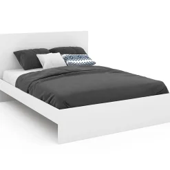 IDMarket Lit double OMAHA avec tête de lit et sommier 140 x 190 cm blanc* Lit Avec Rangement