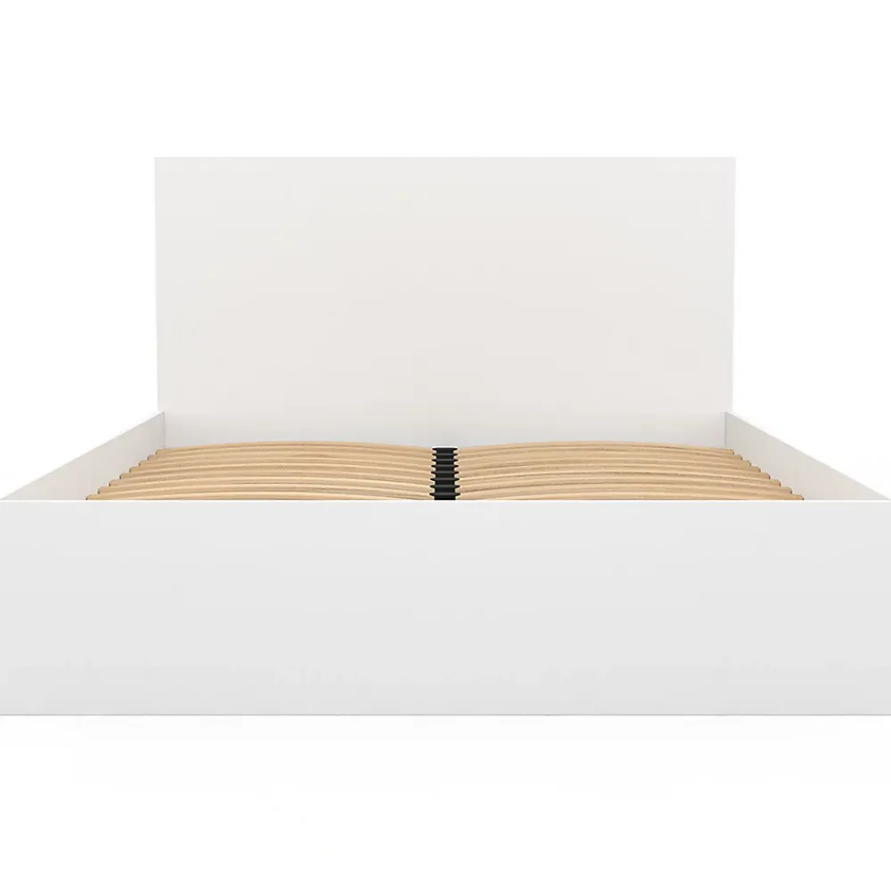 IDMarket Lit double OMAHA avec tête de lit et sommier 140 x 190 cm blanc* Lit Avec Rangement