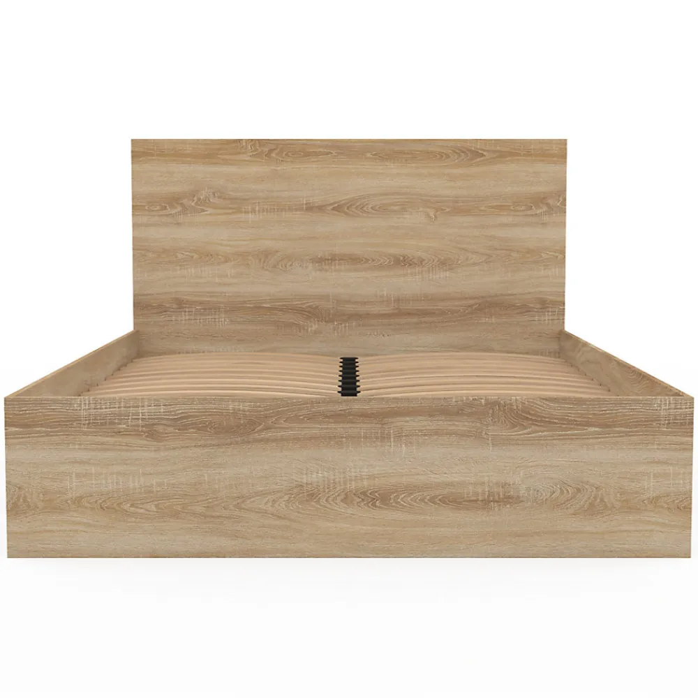 Lit double OMAHA avec tête de lit et sommier 140 x 190 cm façon hêtre>IDMarket Online