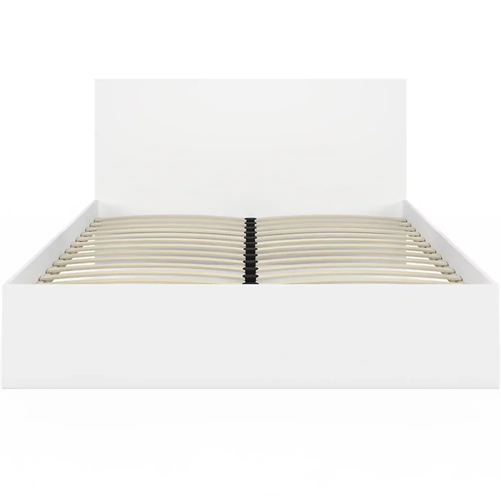 IDMarket Lit double OMAHA avec tête de lit et sommier 160 x 200 cm blanc* Lit Avec Rangement