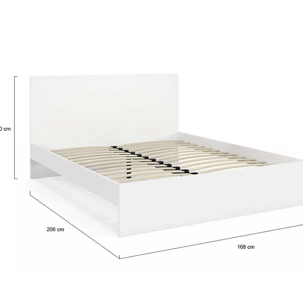 IDMarket Lit double OMAHA avec tête de lit et sommier 160 x 200 cm blanc* Lit Avec Rangement