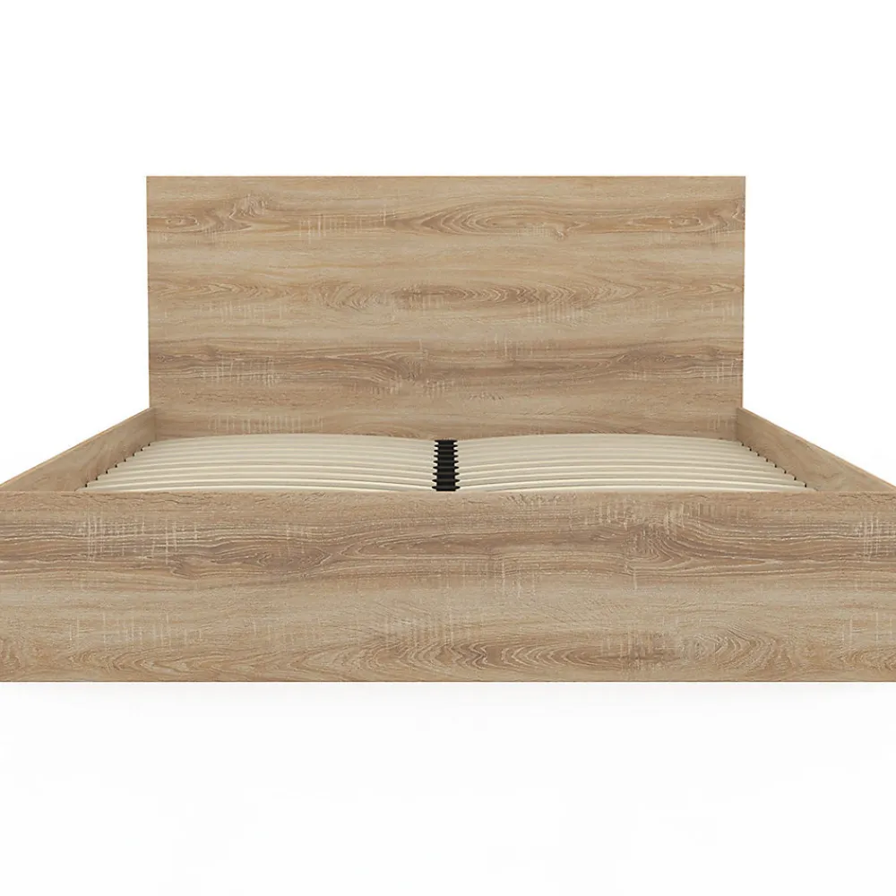 Lit double OMAHA avec tête de lit et sommier 160 x 200 cm façon hêtre>IDMarket Sale