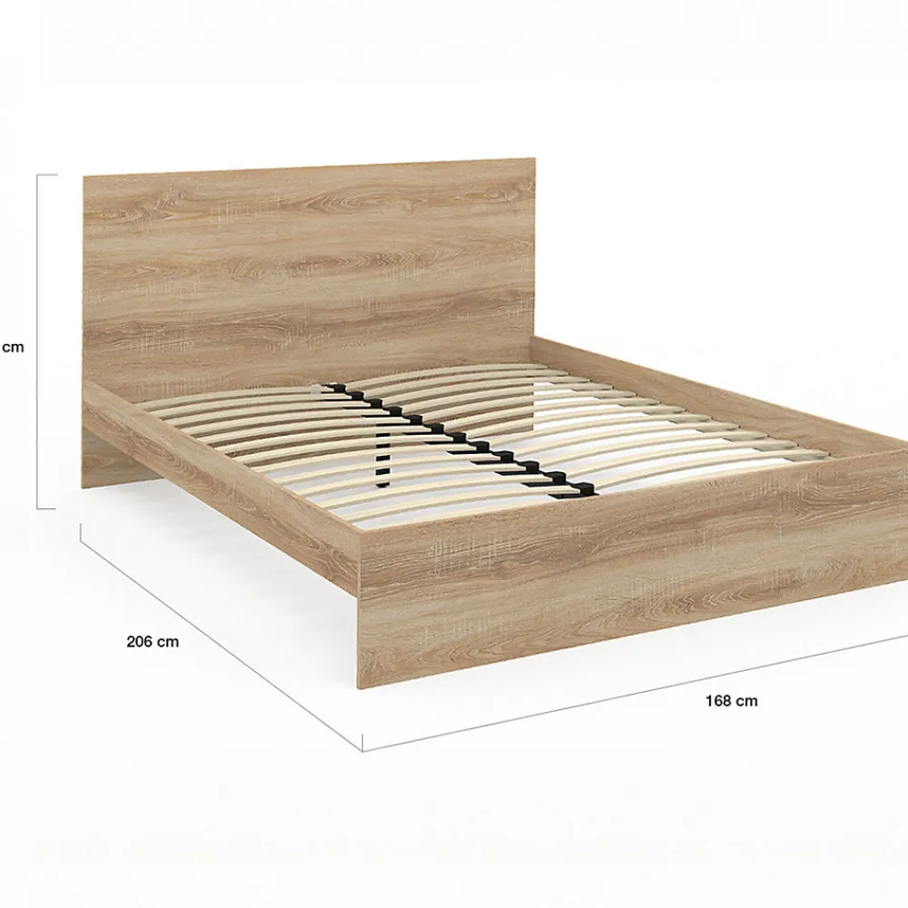 Lit double OMAHA avec tête de lit et sommier 160 x 200 cm façon hêtre>IDMarket Sale