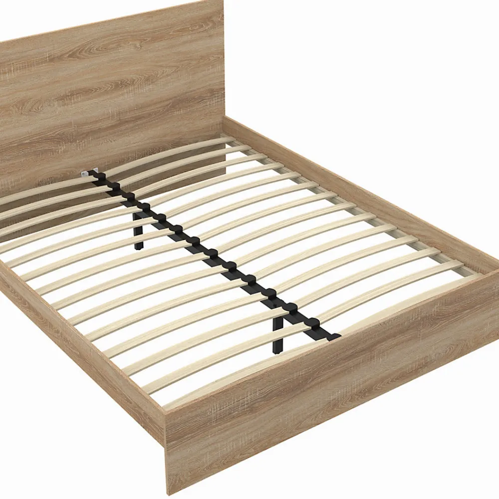 Lit double OMAHA avec tête de lit et sommier 160 x 200 cm façon hêtre>IDMarket Sale