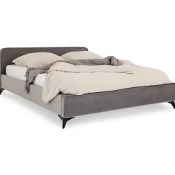 Lit double RAVELLO 140 x 190 cm, revêtement en tissu - Gris><noscript><img width=