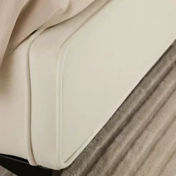 Lit double RAVELLO 140 x 190 cm, revêtement en tissu - Blanc crème><noscript><img width=